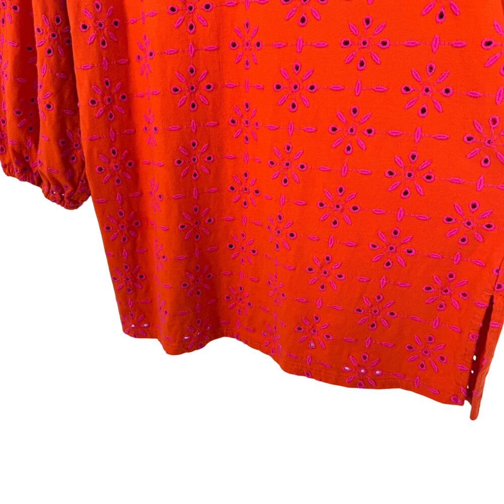 J.Jill XS Petite XSP Orange Pink Tropical Floral Blouse Shirt Top Summer Beach - Picture 9 of 10